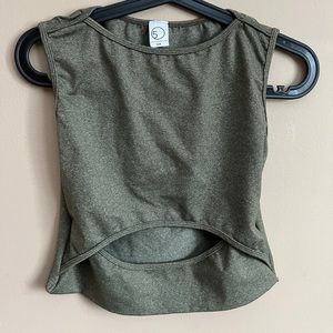 Five Dancewear olive green top with cutout.